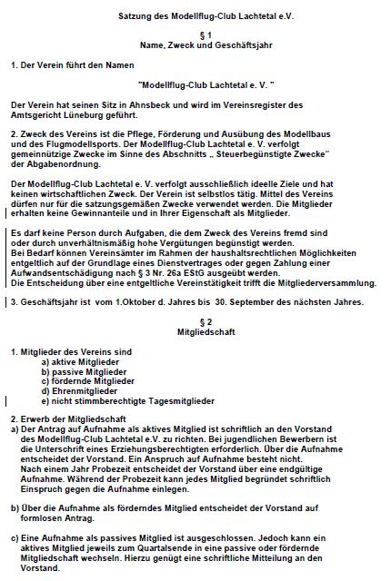 Satzung des MFC Lachtetal